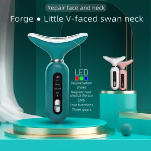 [Zsm] Portable EMS Neck Lifting Massager Dark Green 3 Color Light Therapy Skin Tightening Beauty Device
