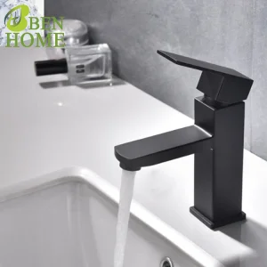 Hot and Cold Water Mixer Tap Deck Mounted Sink Tap and Faucet Black Basin Faucet Taps