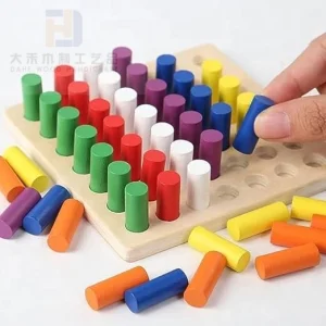 Educational Math Counting Wood Sensing Stick Toy Wooden Color Shape Sorting Stacking Creative Toys for Kids Toddler Learn