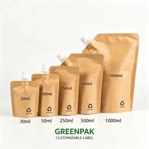 Liquid Juice Eco Friendly Recyclable Kraft Paper Stand Pouch