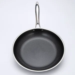 Non-Stick Three-Layer Stainless Steel 304 Double-Side Honeycomb Frying Pan with Ceramic Glaze Coating