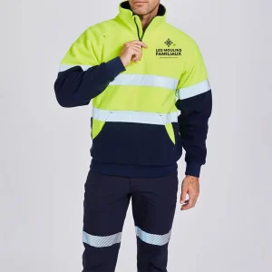 Camisa polo de manga larga con bloques de color reflectante para advertencia nocturna, construcción, ropa de trabajo protectora de saneamiento, se puede imprimir logo o bordado