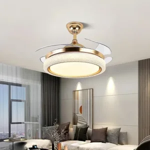 Golden Retractable Ceiling Fan Light