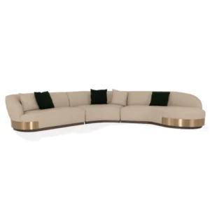 Modern Trendy Large Sized Handcrafted Curved Arc Shaped Leather Light Luxury Sofa