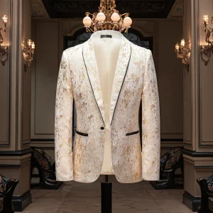 Men's Korean Version Slim Formal Gilded Suit Business-Style Groom Wear for Weddings and Other Formal Events