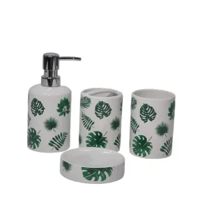 Cheap Tropical Leaf - Printed Dolomite Bathroom 4 - Piece Set Manufacturers, Supplier