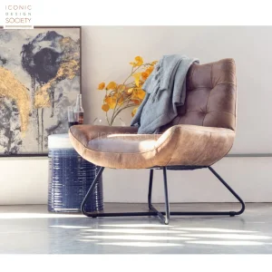 Modern Industrial Lounge Leather Arm Chair