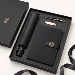 Custom Executive Gift Set with Notebook, Umbrella, Pen and USB
