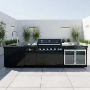Conjunto de Cocina Exterior Modular Gabinetes de Acero Inoxidable con Parrilla BBQ