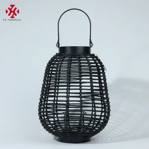 XH Floor Outdoor Lamp Hand Woven Rattan Solar Garden Lanterns