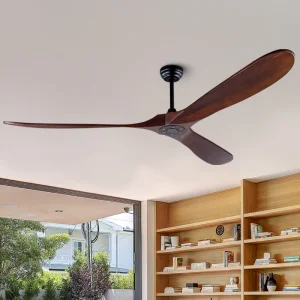 Modern Electric Outdoor Hotel Use Remote Wall Control Large Real Wooden Blade Ceiling Fan Without Light