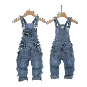 Roupas para Bebê e Criança Menino Macacão de Jeans Casual com Patches de Urso em Algodão Roupas para Crianças Macacões