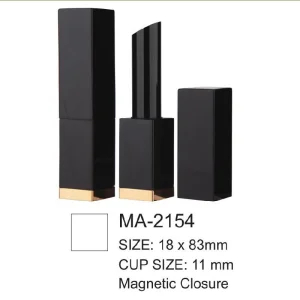 Magnetic Closure Sqaure Black Aluminium Lipstick Tube