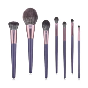 Conjunto de Pincéis de Maquiagem Personalizado em Pó Blush Feito à Mão Roxo 7 PCS