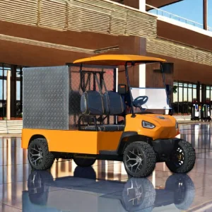 Station Transport Wagon Lithium Battery Cargo Truck Closed Cargo Box with Door Golf Cart