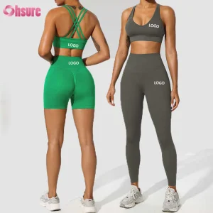 Premium Women's Gym Fitness Sets Seamless Yoga Sports Workout Wear with Solid Pattern Women's Activewear