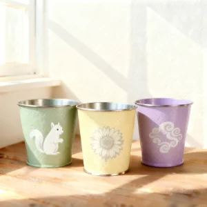 Cheap Printed Metal Flower Pot for Indoor Plants