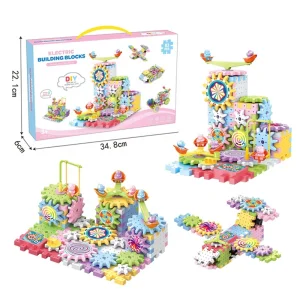 Samtoy Educative Creative Kids Rotating Mechanical Variable Puzzle Electric Gear Building Block Gears Sets Block Toys for Kids