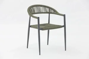 Best Almelo Outdoor dining stackable aluminum rattan bistro wicker chair
