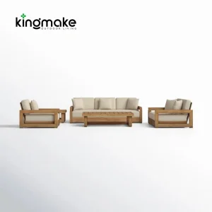 Hotel Project Sunproof Fabric Teak Wood Rope Patio Garden furniture Balcony Outdoor Sofa for Villa&Hotel