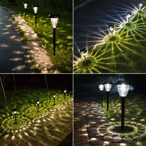 New Pattern Design RGB Waterproof LED Solar Garden Outdoor Landscape Lawn Ground Pathway Stake Light