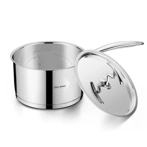 18cm Stainless Steel Modern Saucepan Induction Compatible Milk Pot with Non-stick Composite Bottom Eco-Friendly Durable Cookware