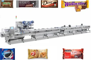 Embalagem horizontal automática pão de cozedura pão chocolate bolachas doces Embalagem com fluxo de travesseiro Máquina preço Embalagem linha