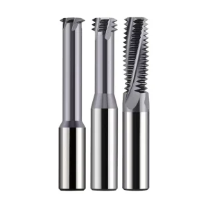 HRC60 Single Third Full Teeth Solid Carbide Thread Milling Cutter Spiral Groove and Threaded End Mill Tool with AITiN Coating