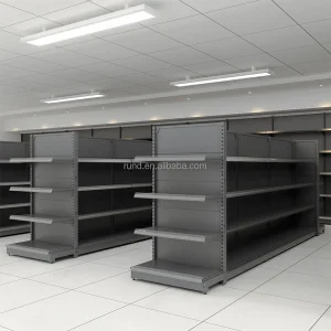 Heavy Duty Double-Sided Grocery Store Retail Display Stand Supermarket Gondola Shelving Rack Made of Steel and Metal
