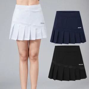 Custom Logo Women's Active Skort Pleated Tennis Golf Skirt with Inner Shorts Pocket