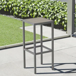 Modern Durable & Stable Commercial Aluminum Frame Bar Stool with Detachable Faux Wood Seat for Hotel Outdoor Dining Kitchen Use
