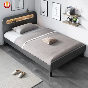 Conjunto de muebles de dormitorio de madera cama plataforma de cuero tapizada