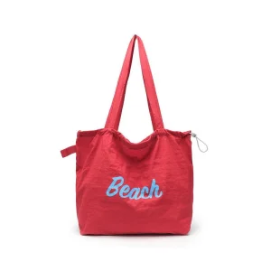 Bolsa de compras personalizada para damas, bolsa de playa ligera de nylon con cordón para mujeres, verano