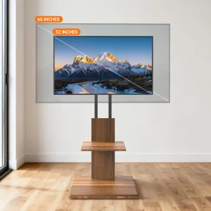 Khcoohoo Steel & Wooden Swivel Floor TV Stand