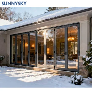 Villa Exterior Aluminum Waterproof Front Glass French Exterior Bi Folding Glass Door