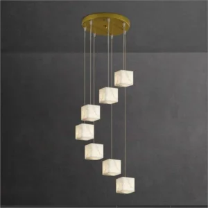 Custom Luxury Alabaster Chandelier Modern Style Villa Hotel Lobby Spiral Staircase Chandelier