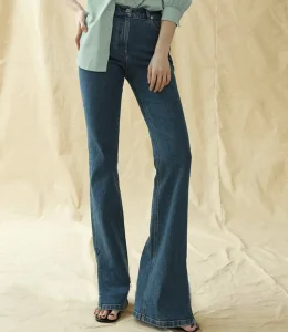 Fashion Clothing Ladies Skinny Wide Leg Denim High Waist Trouser Women Flare Jeans