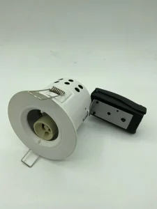 IP20 44 65 Die Cast Alum Back Iron Replaceable Non Replaceable Lighting Source GU10 Angle Fixed Adjustable 5W Max Cable Connector LED Fire Rated Down Light