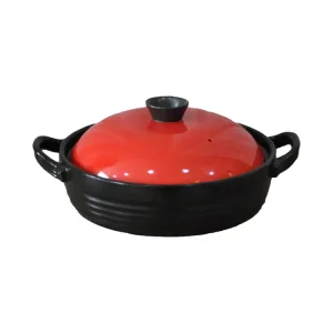 Wholesale Red Black Contrast Shiny Lid Ceramic Casserole Manufacturers, Exporter