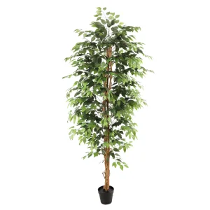 Artificial Green Ficus Tree Faux Bonsai Real Wood Trunks Artificial Banyan Tree