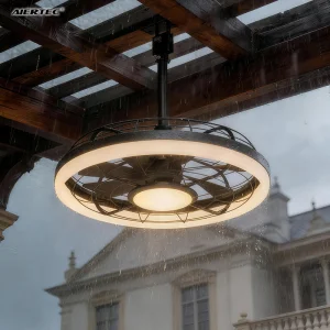 20 Inch Outdoor Caged Ceiling Fan with Light Waterproof Smart RGB 3CCT Reversible Dimmable LED Hanging Fan for Patio Gazebo