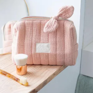 Custom Logo Quilted Cotton Large Travel Toiletry Bag