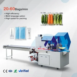 Full Automatic Horizontal Pillow Reciprocating Flow Wrapper Gluing High-Speed Food Packing Machine