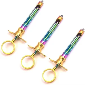 Rainbow Titanium Dental Aspirating Syringe Autoclavable Anesthetic Delivery Device Pack of Three