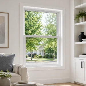 Modern Single Hung PVC Windows Weather Resistant Construction Heat Insulation Energy Saving for Exterior Use Residential