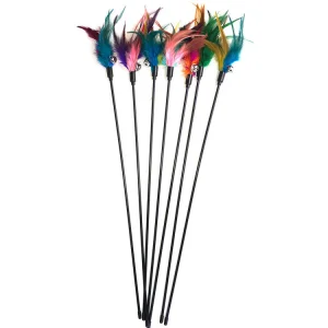 Interactive Cat Feather Wand Toy with Bell for Kitten Teaser Play
