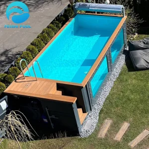 Factory Outdoor Large Luxury Fiberglass Swimming Acrylic Glass Window Prefab Pool Shipping Container Swimming Pool 20ft 40ft
