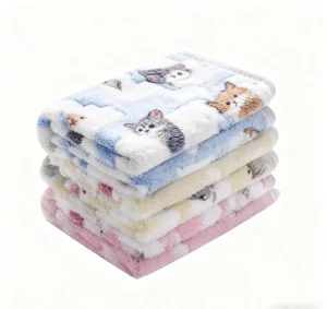 Luxury New Design Coral Fleece Puppy Pet Blanket Washable Fluffy Indoor Outdoor Bed Blanket with Print Style for Dogs
