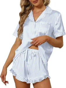 Pijamas de seda satinada manga corta