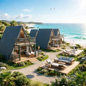 Chale de Marco Prefabricado Moderno Para Resort, Posada y Casa de Campo CON Estructura Modular de Fácil Instalación